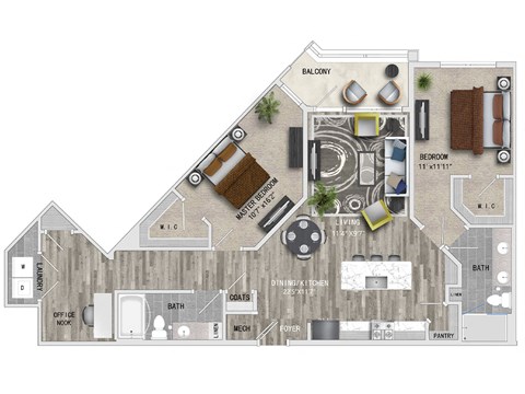 B4 Floor Plan at The Apartments at St. Marys, Raleigh